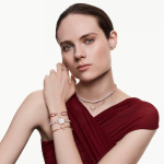 Matrix Tennis necklace Round cut, White, 18K rose gold finish